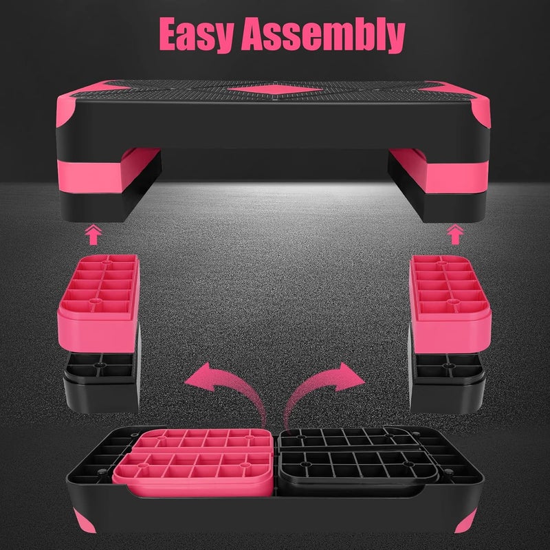 HooKung Adjustable Workout Aerobic Stepper in Fitness & Exercise Step Platform Trainer 3 settings adjustable height 4”-6”-8” - Image 3